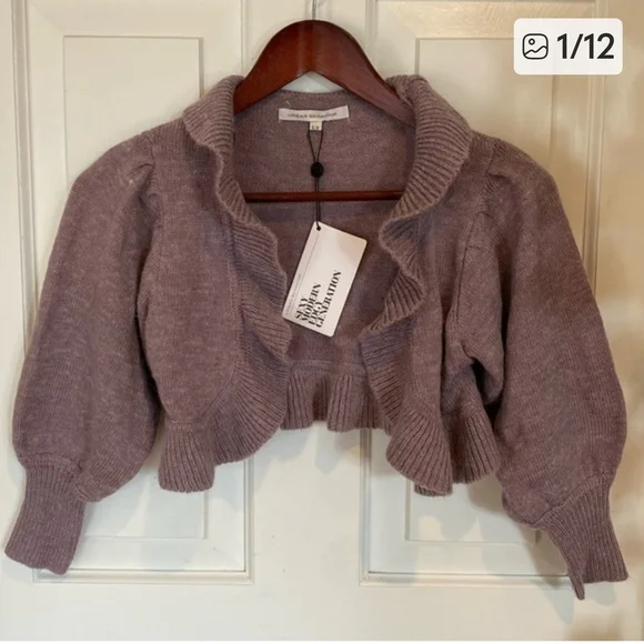 Urban Behaviour Angora Blend Cropped Ruffle Front Sweater XS NWT - Picture 1 of 9